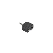 Adaptor splitter jack 3,5mm tata la 2x jack 3,5mm mama, conector metalic, corp compact negru, plug-and-play