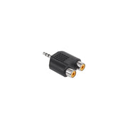 Adaptor jack 3,5mm tata stereo la 2x RCA mama, conectori auriti, carcasa compacta neagra