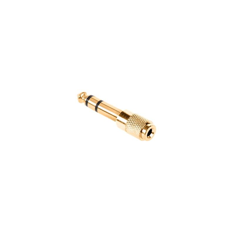 Adaptor jack 6.3mm tata stereo la 3.5mm mama stereo, carcasa metalica placata auriu, contact TRS