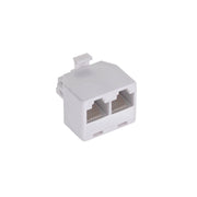 Adaptor telefonic RJ11 tata la 2 prize mama 6p-4c, carcasa alba compacta, contacte nichelate
