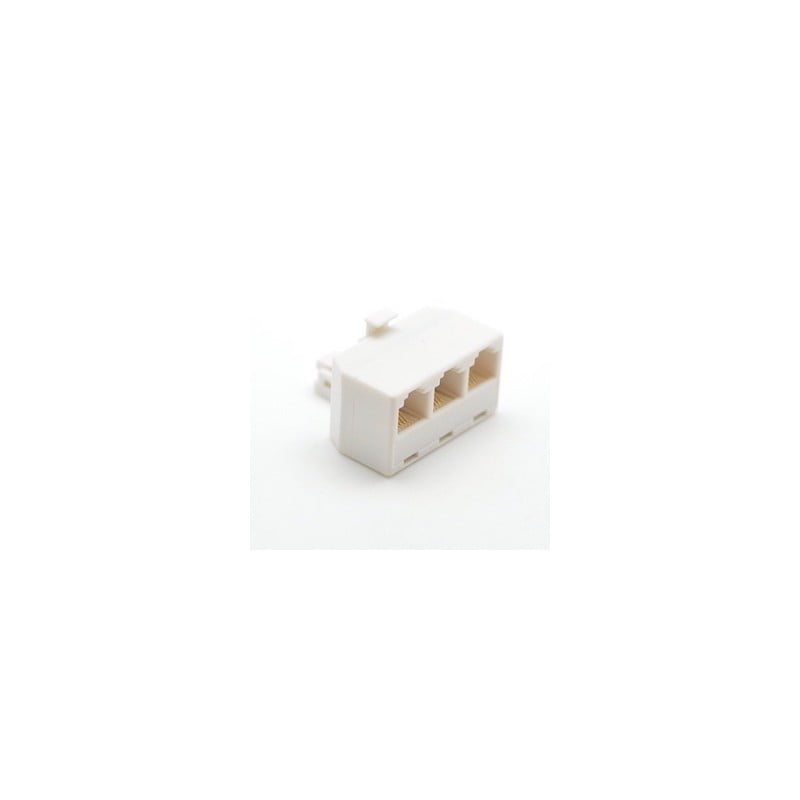 Adaptor telefonic RJ11 tata - 3 iesiri mama 6p-4c, carcasa alba, conectare simultana 3 dispozitive