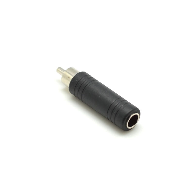 Adaptor RCA tata la Jack 3,5mm mama mono, conectori nichelati, corp compact negru pentru audio