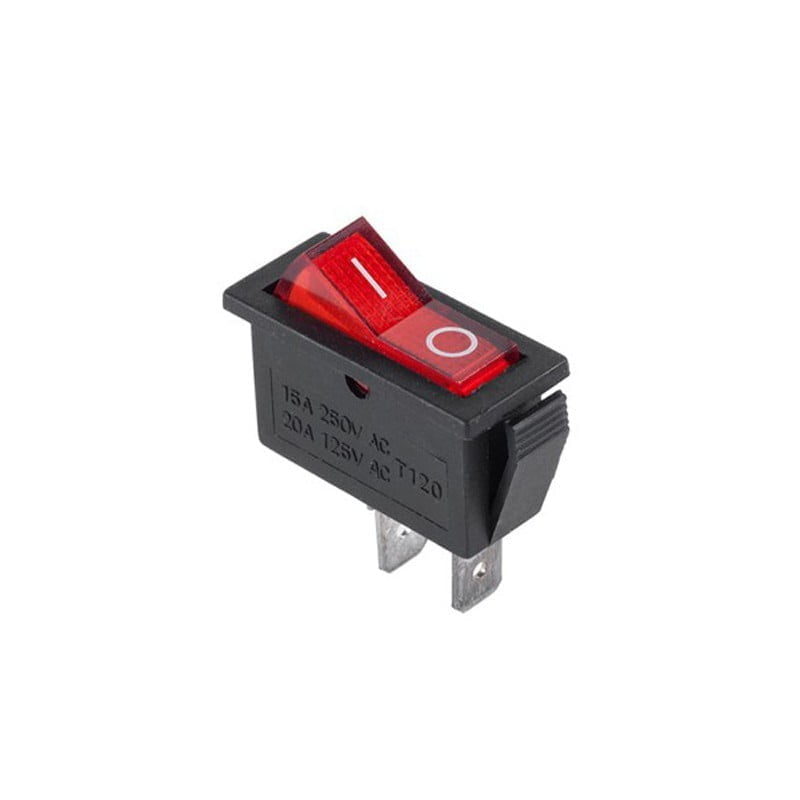 Intrerupator basculant ON-OFF cu LED rosu, 10A 250V AC, 2 contacte 6.3mm, pentru panouri de comanda