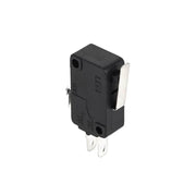 Intrerupator limitator cu tija scurta 220V 10A, corp negru compact, terminale faston, contact NC/NO