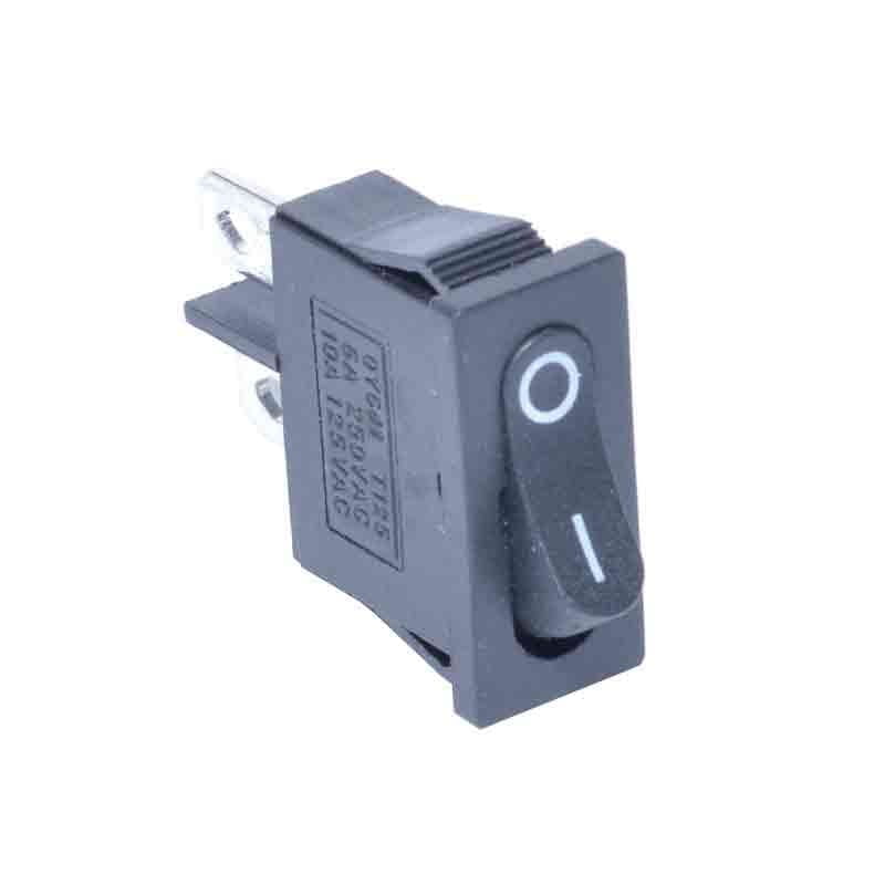 Intrerupator ON-OFF ingust negru 6A 250V cu 2 contacte, dimensiuni compacte 20x10mm, montaj panou