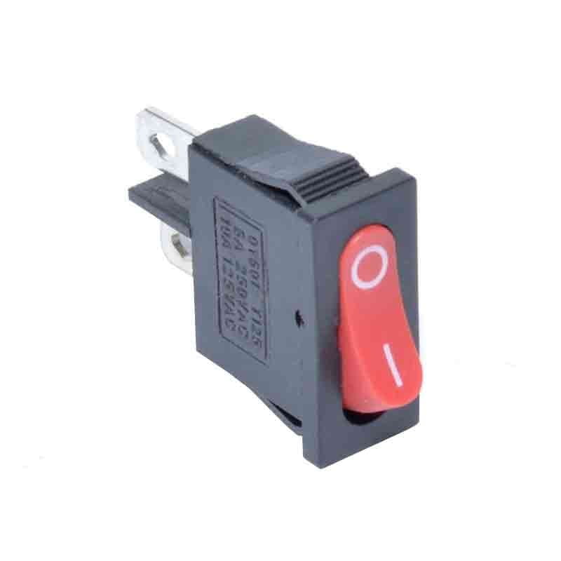 Intrerupator basculant ingust ON-OFF 6A 250V, buton rosu, corp negru, dimensiuni 20x10mm