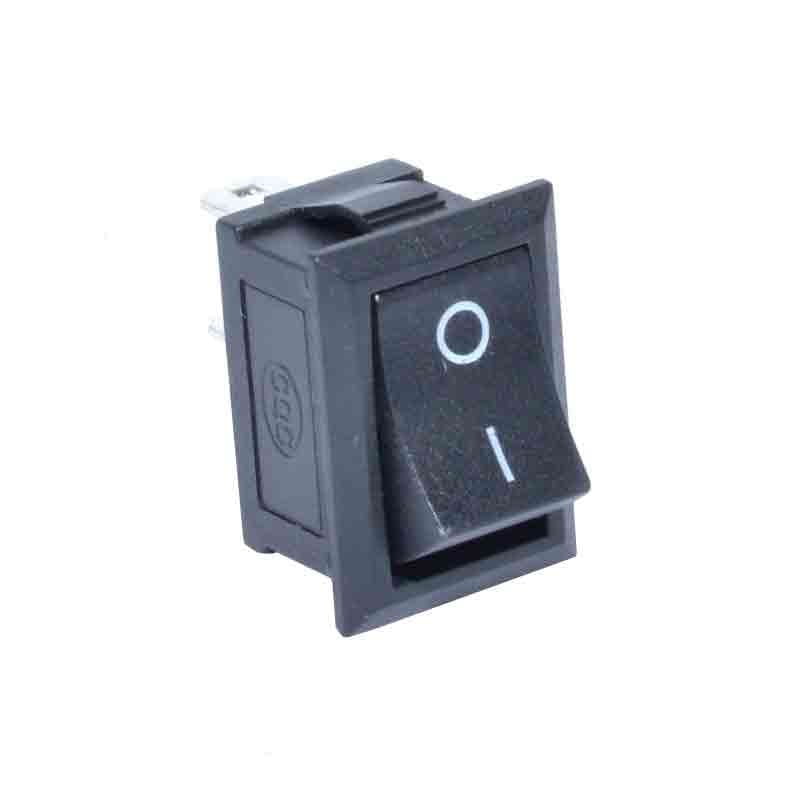 Intrerupator ON-OFF 220V 6A cu 2 contacte, negru, montaj prin cleme laterale, dimensiuni compacte 21x15mm
