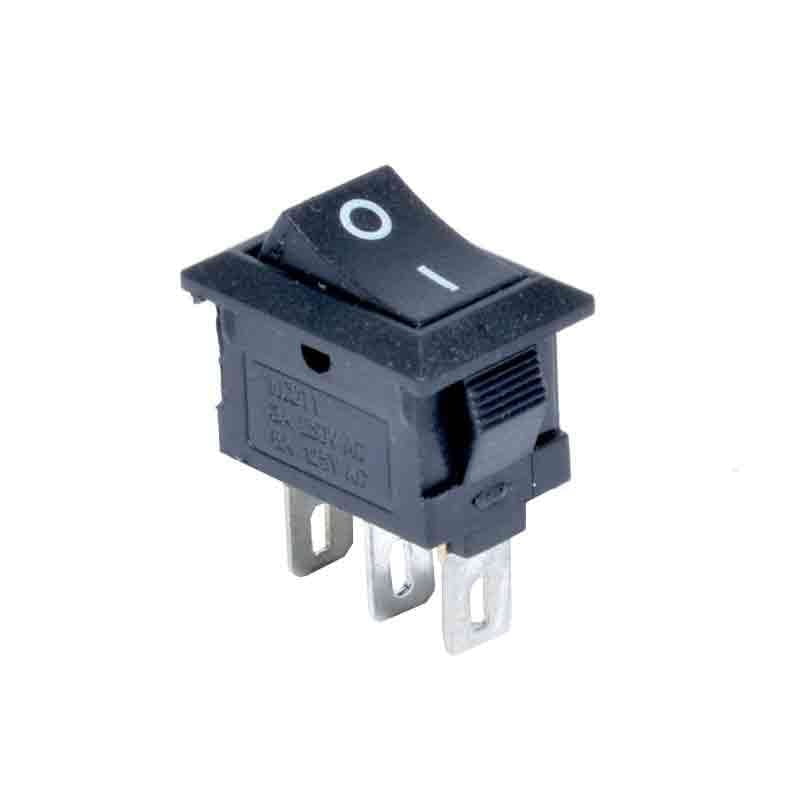 Intrerupator basculant mini 15x10mm ON-OFF, 3 contacte, 6A 250V, negru
