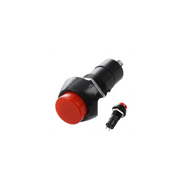 Intrerupator push buton rosu cu retinere 3A, montaj panou 12mm, 220V-250V, corp negru din plastic