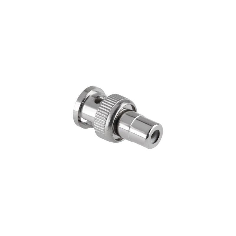 Adaptor BNC tata la RCA mama, corp metalic nichelat, pentru sisteme CCTV si echipamente video
