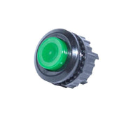 Buton push mini verde fara retinere 16x20mm, corp cu filet exterior, contact momentan pentru tablouri electrice