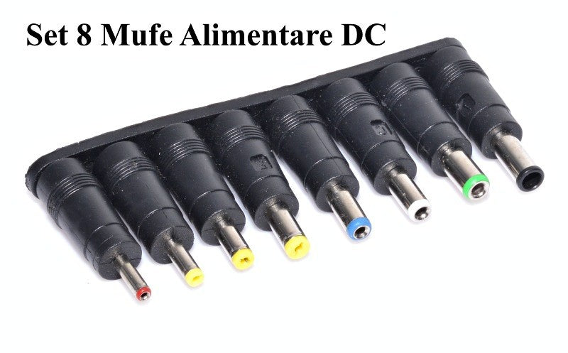 Set 8 mufe alimentare DC vazute frontal, varfuri metalice cu inele colorate de identificare