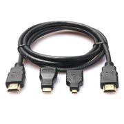 Cablu HDMI 3-in-1 cu adaptoare Mini si Micro HDMI, contacte aurite, lungime 1,5 m