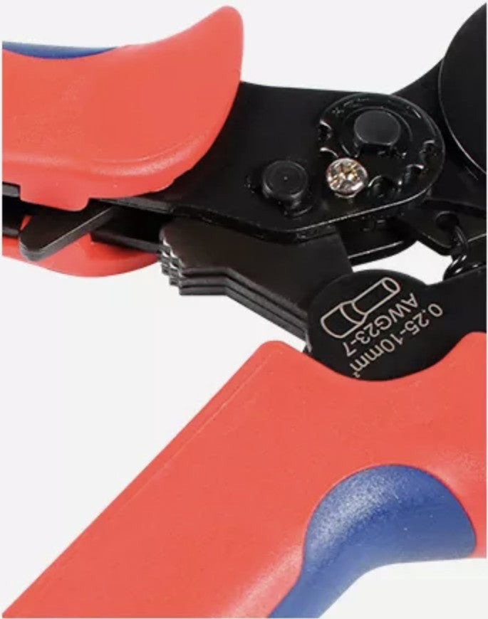 Detaliu mecanism cleste sertizat 0.25-10mm² AWG23-7, pivot reglabil si sistem blocare