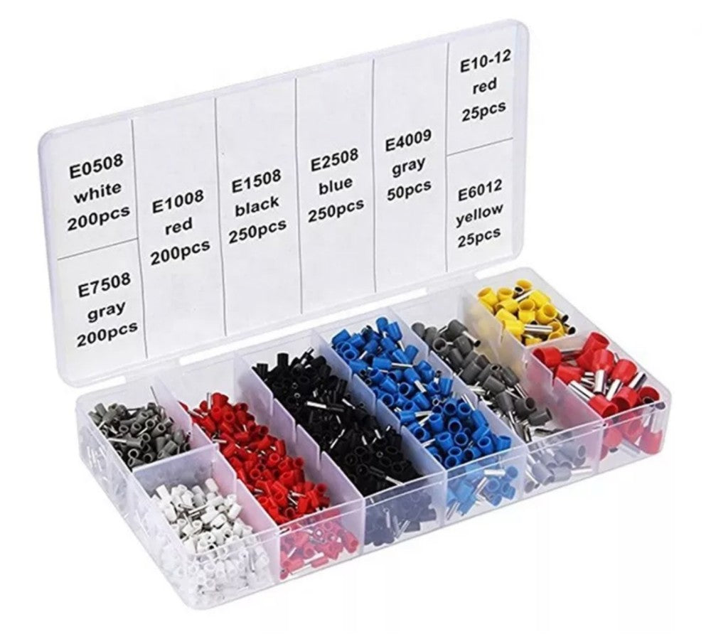 Cutie organizata cu 1200 pini izolati pentru sertizat, 8 tipuri sortate pe culori 0.5-10mm²