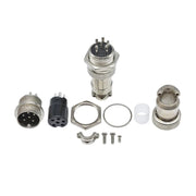 Set conector aviator 6 pini mama-tata GX16, carcasa metalica, 400V 5A, cu accesorii de montaj incluse