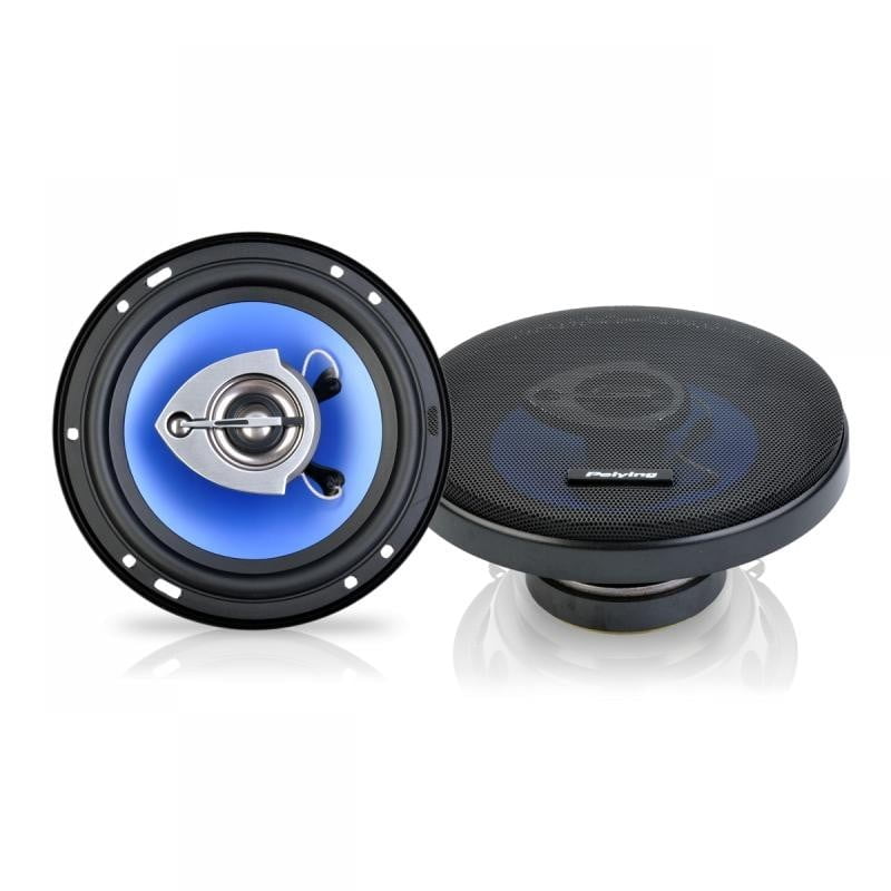 Set 2 difuzoare auto triaxiale 6 inch, 150W putere maxima, 4 Ohm, con albastru cu grila de protectie