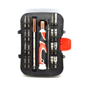 Trusa surubelnite 19 piese cu maner ergonomic, 16 capete interschimbabile si penseta de precizie, in carcasa rigida