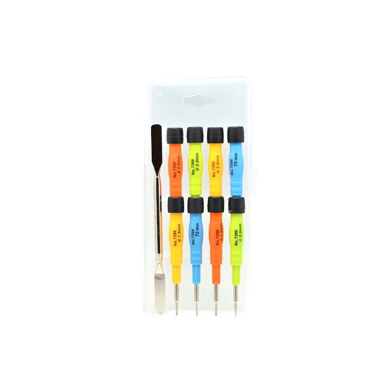 Set 9 surubelnite precizie cu manere colorate si unealta deschidere carcasa, pentru reparatii electronice