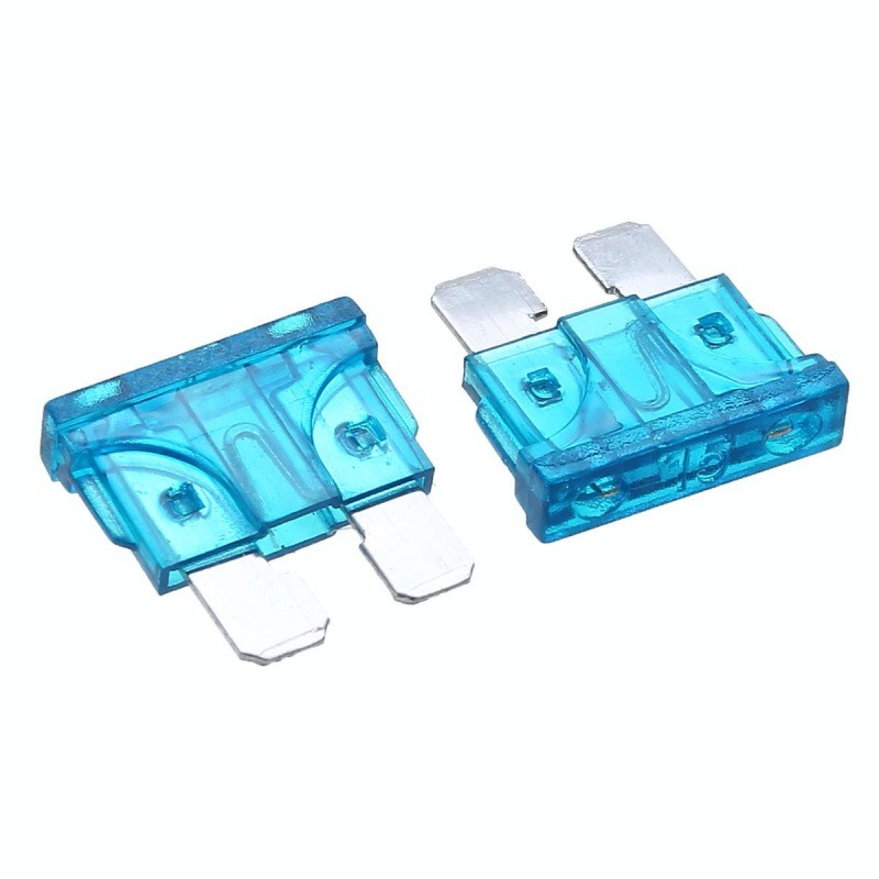 Siguranta auto fuzibila tip blade 15A, carcasa albastra transparenta, conectori metalici, set 2 bucati