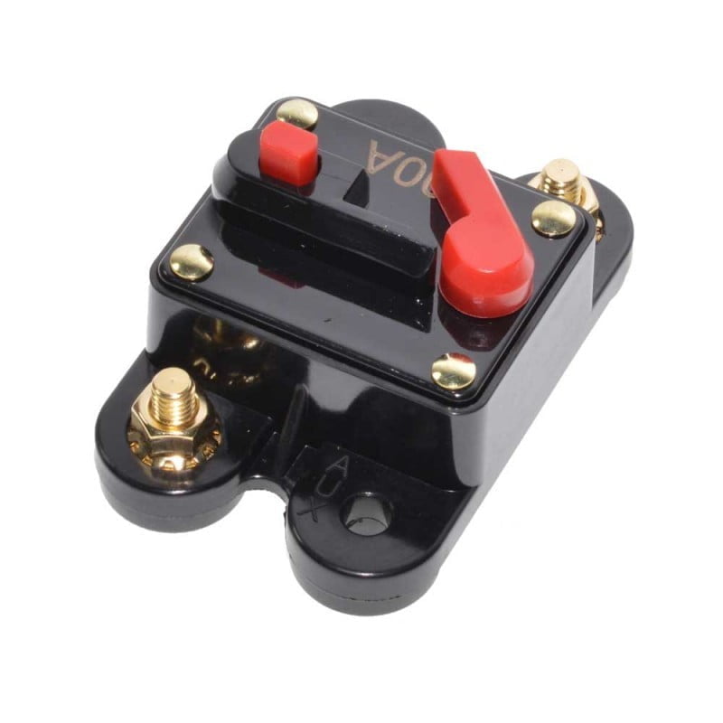 Siguranta circuit auto cu reset manual 100A, IP67, 12V-24V DC, buton rosu de resetare, borne aurite