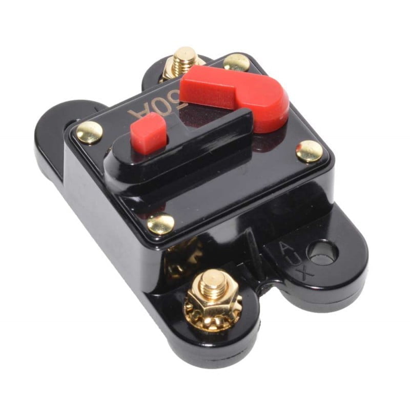 Siguranta de circuit cu reset manual 150A, 12V-24V DC, protectie IP67, borne aurite, buton rosu