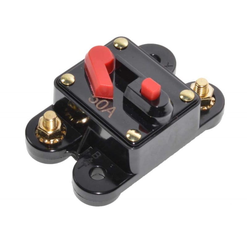Siguranta auto de circuit cu reset manual 50A, IP67, terminale aurite, pentru sisteme 12V-24V DC