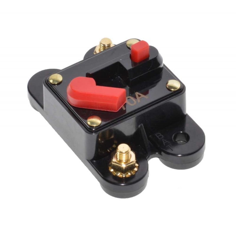 Siguranta auto cu reset manual 70A, protectie IP67, 12V-24V DC, buton rosu si borne aurite