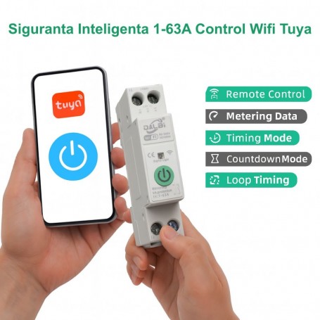 Siguranta inteligenta WiFi 1-63A montaj sina DIN, control de la distanta prin aplicatie, protectie subtensiune supratensiune