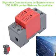 Descarcator de supratensiune DC 1000V pentru sisteme fotovoltaice, montaj sina DIN, protectie impotriva fulgerelor