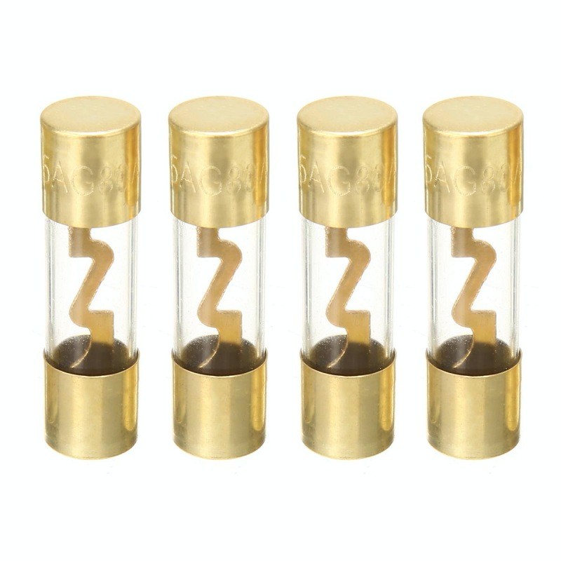 4 sigurante fuzibile auto AGU 40A cu element vizibil prin tub transparent si capace aurite