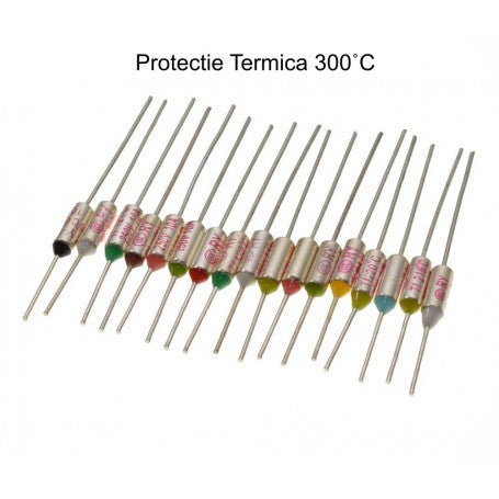 Siguranta termica 300°C, 250V 10A, set multiple bucati cu terminale metalice pentru protectie supraincalzire