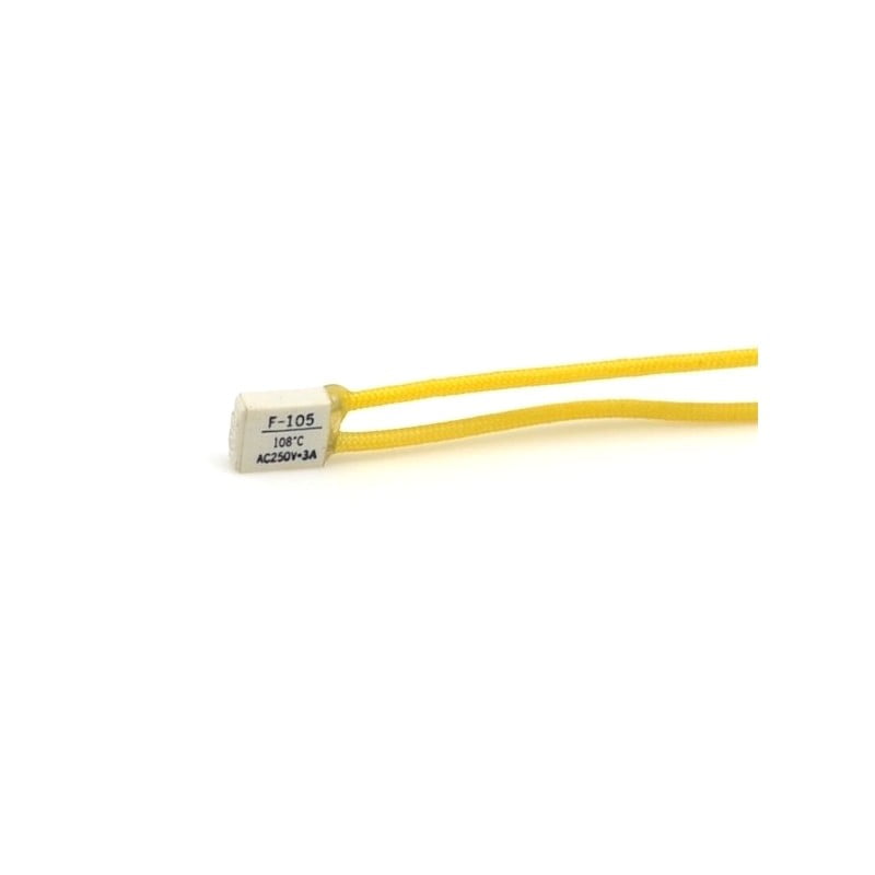 Siguranta termica 108°C, 250V 3A, cu fire galbene, pentru protectie la supraincalzire aparate electrice