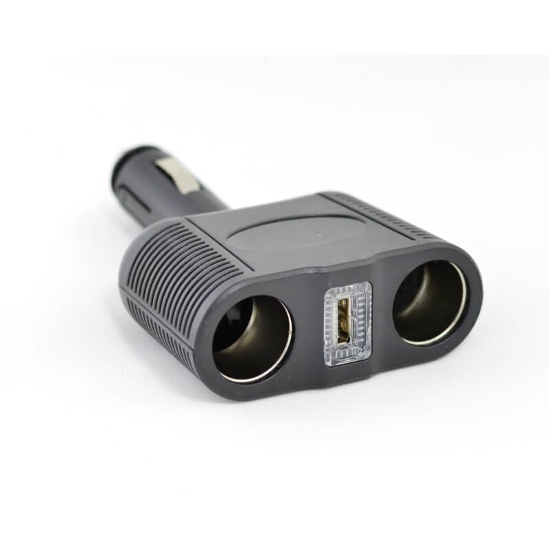 Spliter bricheta auto 2 prize + USB, 100W, compatibil 12V/24V, pentru masini si camioane