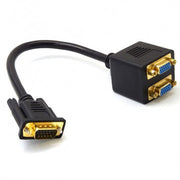 Spliter VGA tata la 2x VGA mama, cablu 20 cm, contacte placate cu aur, pentru dual monitor