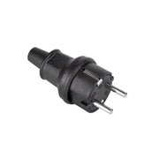 Stecher cauciucat negru 16A 230V cu impamantare, carcasa rezistenta la umiditate, compatibil prize europene