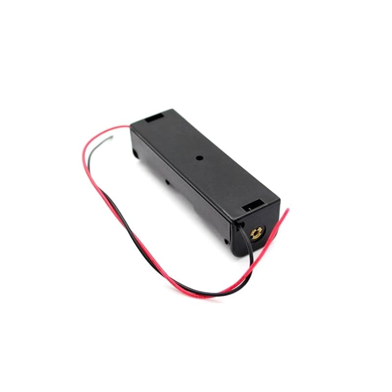Suport acumulator 18650 Li-ion 3,7V cu cabluri rosii si negre pre-montate, carcasa plastic rigid