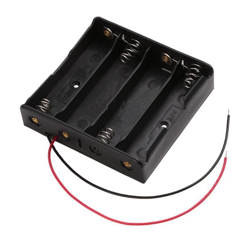 Suport 4 acumulatori 18650 3.7V, conectare prin fire rosu-negru, constructie plastic rezistent, 66x75 mm