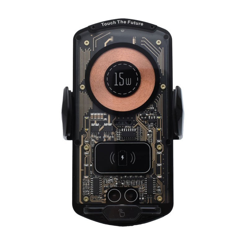 Suport telefon auto cu incarcare rapida 15W, carcasa transparenta si senzor touch fara LED-uri active
