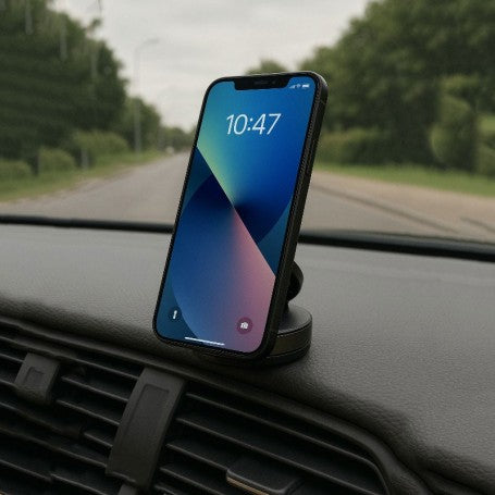 Suport magnetic auto cu telefon montat pe bord, orientare verticala, utilizare navigatie GPS