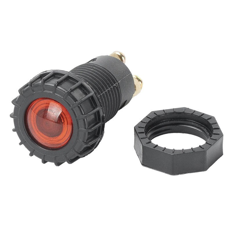 Soclu indicator E10 cu capac rosu si piulita de fixare detasata, montaj in panou