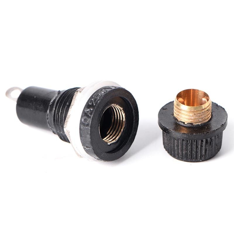 Suport siguranta 5x20mm demontat, corp filetat si capac cu contact aurit vizibile