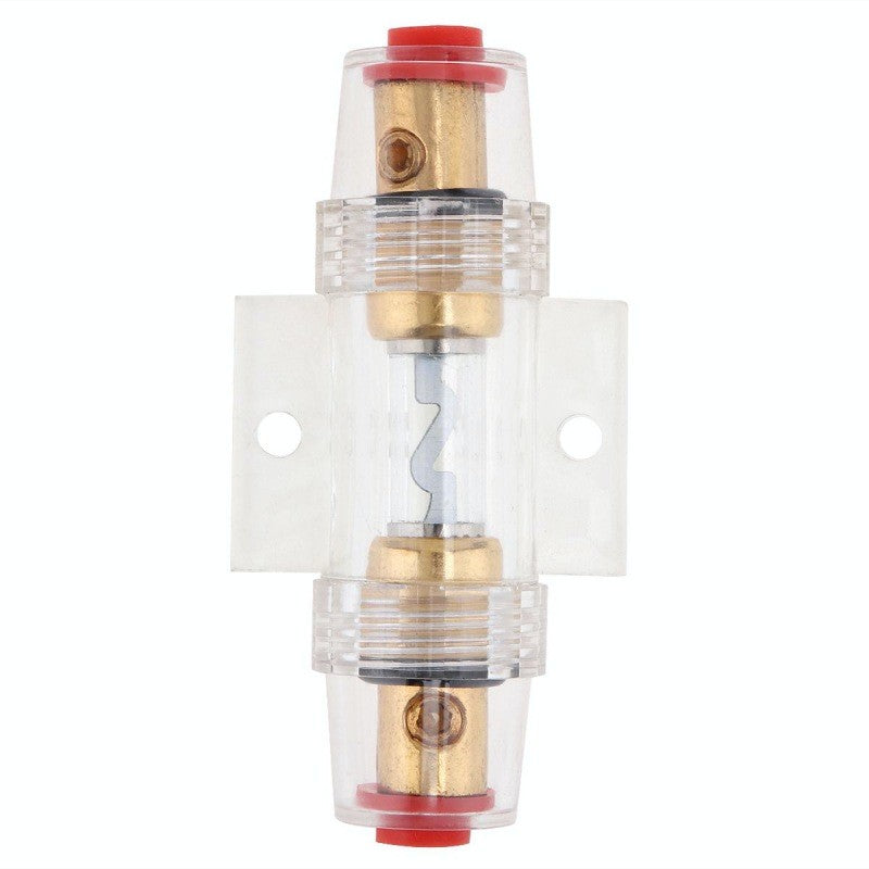Suport siguranta audio 60A vedere frontala simetrica, filament ondulat vizibil prin corp transparent