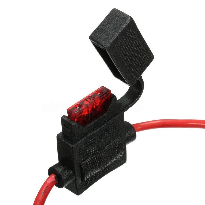 Suport siguranta auto pe fir 12V, carcasa cauciuc cu capac protectie si siguranta lama 19x13mm inclusa