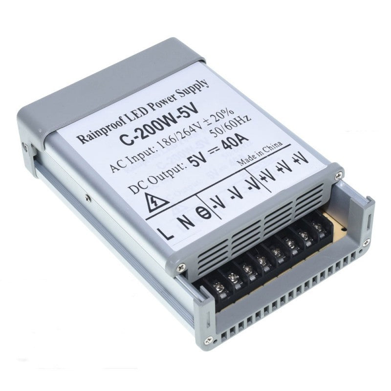 Sursa alimentare exterior 200W 5V 40A IP52, carcasa aluminiu, borne conexiune vizibile