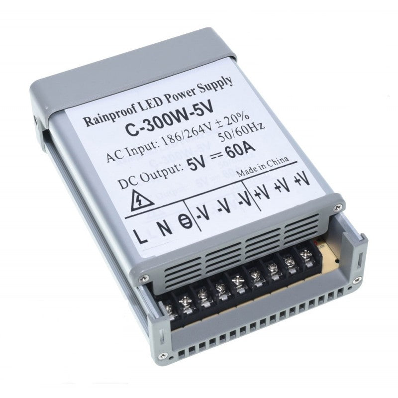 Sursa alimentare exterior 300W 5V IP52, carcasa aluminiu, iesire 60A DC pentru benzi LED
