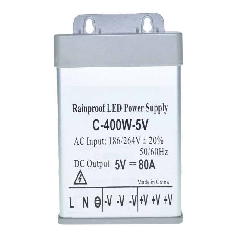 Sursa alimentare LED 400W 5V fata, iesire 80A, orificii montaj perete incluse
