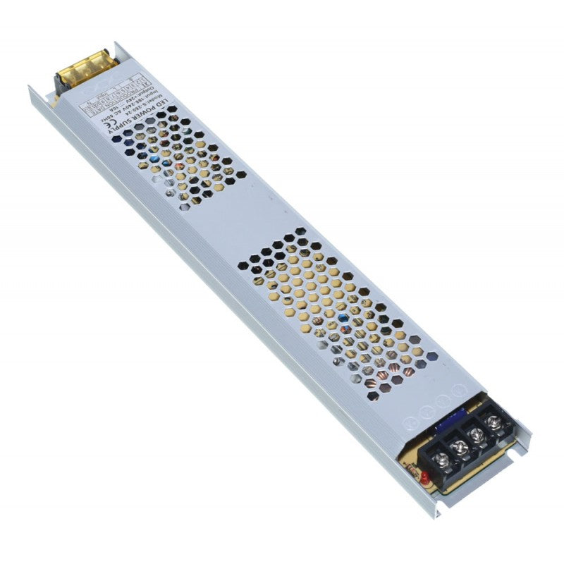 Sursa alimentare slim 240W vazuta din spate, cu borne DC si LED indicator tensiune
