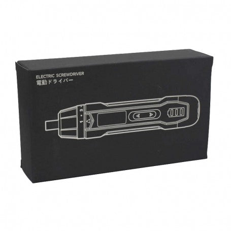 Surubelnita electrica cu acumulator 3,6V in cutie de ambalaj negra, design compact
