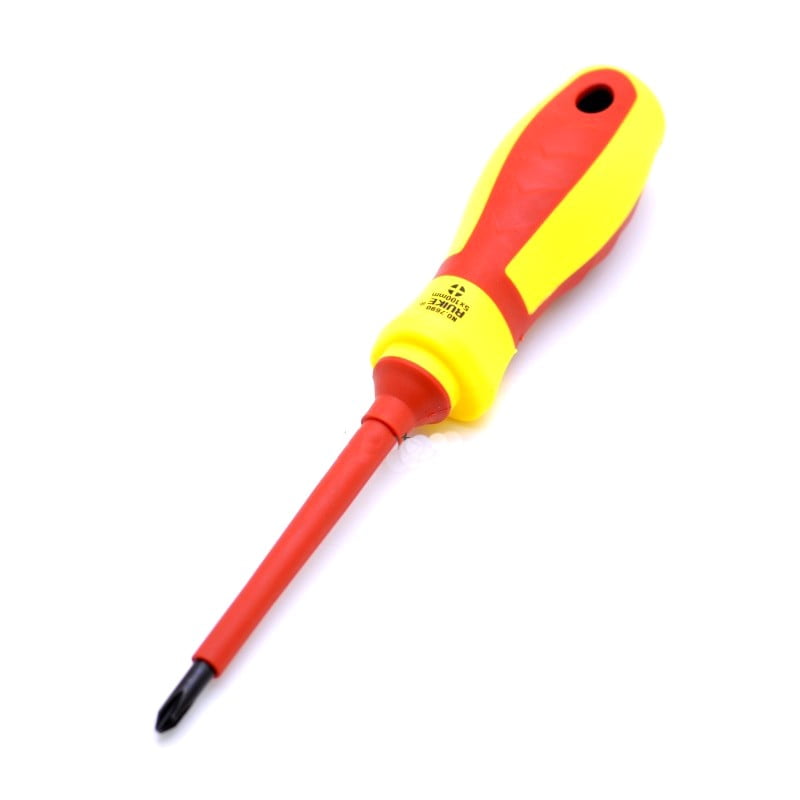 Surubelnita izolata cu varf stea PH1, maner ergonomic bicolor galben-rosu, protectie 1000V, tija izolata 3x0,75mm